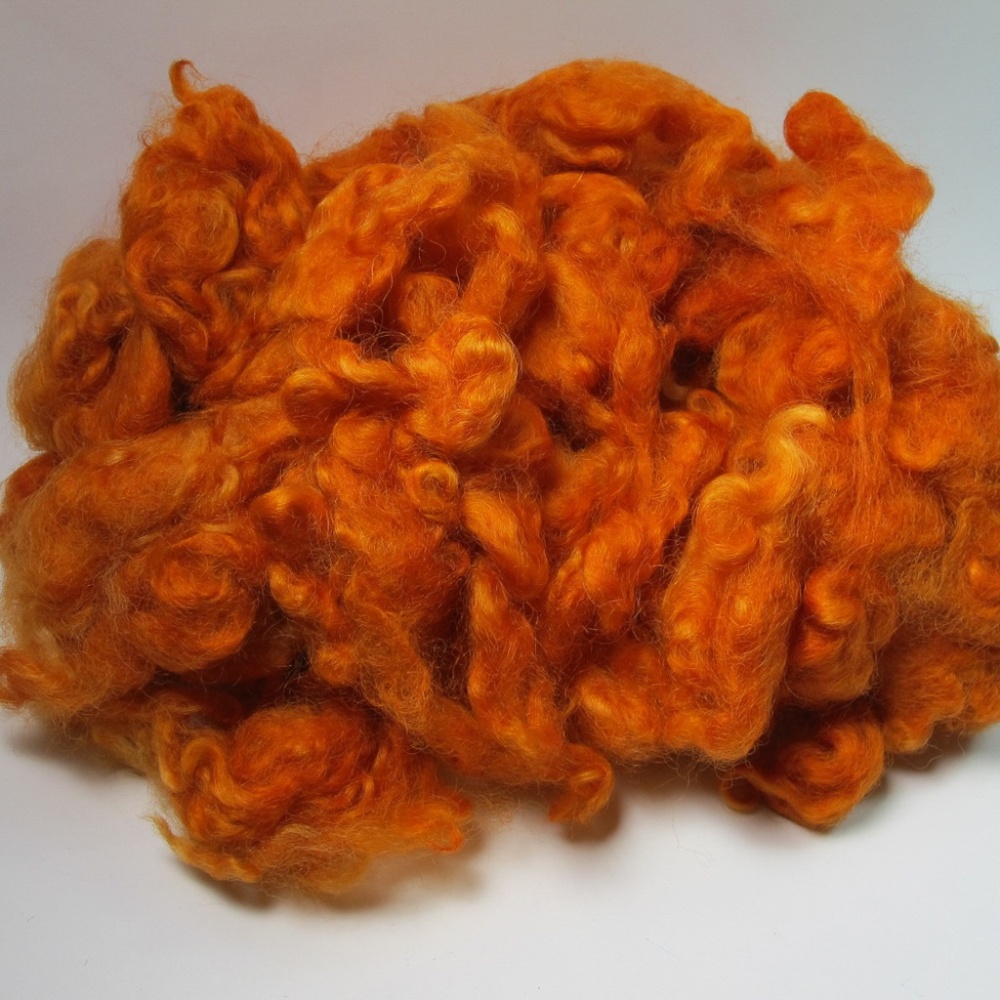Hand Dyed Coopworth Wool Locks Burnt Orange for Felting, Spinning, Weaving